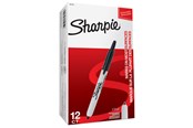 Utensilien zum Schreiben und Zeichnen - Sharpie Permanentmarker mit einziehbarer Spitze | fein | schwarz | 12 Stück - S0810840