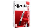 Utensilien zum Schreiben und Zeichnen - Sharpie Doppelseitiger Permanent Marker | Marker Stifte mit Doppelspitze (Fein & ultrafein) | schwarz | 12 Stück Market Set - S0811100