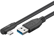 USB Kabel - Pro USB-A <-> USB-C - 90° - 1.5m - USB 3.2 Gen 1 - Schwarz - PUSB3.2G1-AC-1x90-BLK-1.5M