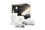 Smart-Home - Philips Hue White Starter Kit — 3x E27 A60 Bulbs + Dimmer Switch + Hue Bridge - 929002469204