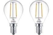 LED-Birnen - Philips LED-Lampe Classic Mini-ball 2W/827 (25W) Clear 2-pack E14 - 929001238698