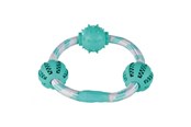 Hunde - Trixie Denta Fun Rope ring with balls mint flav. Rubber  ø 20 cm/ø 5 cm - TX33704