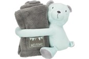 Hunde - Trixie Junior cuddly set blanket/bear plush 75 × 50 cm grey/mint - TX37110