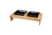Hunde - Trixie Bowl set ceramic/wood 2 × 0.4 l/13 × 13 cm/36 × 7 × 19 cm black - TX24821
