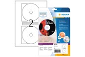 Papier, Fotopapier und Etiketten - HERMA Inkjet-CD-Etiketten A4, Ø 116 mm (Innenloch klein), weiß, permanent haftend - 4850