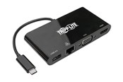Dockingstationen - Tripp Lite USB 3.1 Gen 1 USB-C Adapter Converter Thunderbolt 3 Compatible 4K @ 30Hz - HDMI VGA USB-A Hub Port and Gigabit Ethernet Black - docking station - USB-C 3.1 - VGA HDMI - GigE - U444-06N-HV4GUB