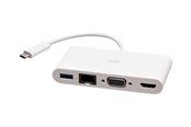 Dockingstationen - C2G USB C to HDMI VGA USB A & RJ45 Adapter - 4K 30Hz - White - docking station - USB-C / Thunderbolt 3 - VGA HDMI - GigE - C2G29829