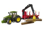 Spielzeugauto - Bruder John Deere 7R 350 with forestry trailer and 4 trunks - BR3154