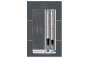 Utensilien zum Schreiben und Zeichnen - Parker IM Duo-Geschenkset mit Kugelschreiber und Füller | Zierteile aus Edelstahl und Chrom | Nachfüllmine und -patrone mit blauer Tinte | Geschenkbox - 2183058