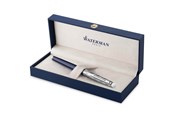 Utensilien zum Schreiben und Zeichnen - Waterman Hémisphère Füller | Metall und blaue Lackierung | ziselierte Kappe | Füllfederhalter mit mittlerer Edelstahlfeder | blaue Tinte | Geschenkbox - 2166468