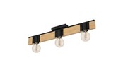 Lampen - EGLO BAILRIGG ceiling lamp 3L black/wood - 43901