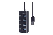 USB-Hubs - Gembird - hub - powered with switches black - 4 ports USB-Hubs - USB 3.2 - 4 - Schwarz - UHB-U3P4P-01