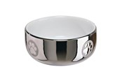 Katzen - Trixie Ceramic Bowl cat 0.3 l/ø 11 cm silver/white - TX24799