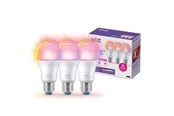 Smart-Home - WiZ Color A60 E27 Smart LED Bulb 3-pack - RGB/16 Million colors + Dimmable White LED - 929003601033