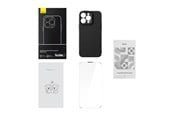 Handys - Cover & Cases - Baseus Case Synthetic Fiber Series for iPhone 14 Pro (black)+ tempered glass + cleaning kit - ARQW000101