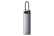 USB-Hubs - Baseus Hub 11in1 Metal Gleam Series USB-C to 3x USB 3.0 + 2x HDMI + USB-C PD + Ethernet RJ45 + microSD/SD + VGA + AUX USB-Hubs - USB 3.0 - 11 - Grau - BSU2900