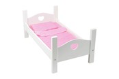 Puppen & Zubehör - Small Foot - Wooden Doll Bed White with Bedding 4dlg - 11212