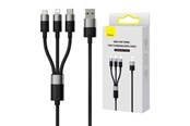 USB Kabel - Baseus 3in1 USB cable  StarSpeed Series USB-C + Micro + Lightning 3.5A 1.2m (Black) - CAXS000001
