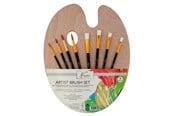 Kunst & Handwerk Ausstattung - Nassau Wooden palette with 4 flat and 4 round  brushes - K-AR0822/GE