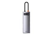 USB-Hubs - Baseus Hub 8in1 Metal Gleam Series USB-C to 3x USB 3.0 + HDMI + USB-C PD + Ethernet RJ45 + microSD/SD USB-Hubs - USB 3.0 - 7 - Grau - CAHUB-CV0G