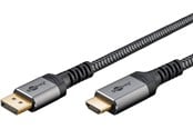 Display Kabel - Pro Displayport 1.2 - HDMI 2.0 Sleeved - 2m - Schwarz - DP1.2HDMI20BB2