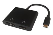 USB-Hubs - Deltaco USB-C MST HUB 2x 4K/60Hz HDMI + DP black 0.1m USB-Hubs - 3 - Schwarz - USBC-HDDP