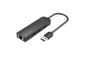USB-Hubs - Vention 3-Port USB 2.0 Hub with 100M Ethernet Adapter 0.15M Black USB-Hubs - USB 2.0 - 5 - Schwarz - CHPBB