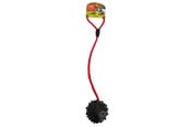 Hunde - Active Canis Hundespielzeug Langlebiger Gummiball mit Seil Schwarz - 12113