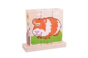Baby Spielzeug - Bigjigs Wooden Block Puzzle Pets 10pcs. - BB104