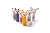 Spiele im Freien - Bigjigs Wooden Skittles Game Woodland Animals - 32010