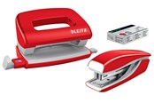 Schreibtischzubehör - Leitz NeXXt WOW Set Mini-Heftgerät und -Locher Rot - 55612026
