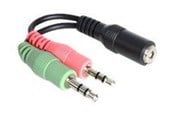 Audio Kabel - DeLOCK Headset Adapter 1 x 3.5 mm 4 pin Stereo jack female > 2 x 3.5 mm 3 pin Stereo jack male (CTIA pin assignment) - 65459