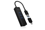 USB-Hubs - ICY BOX IB-HUB1419-LAN USB-Hubs - USB 3.0 - 3 - Schwarz - IB-HUB1419-LAN