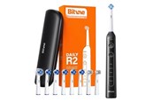 Elektrische Zahnbürsten - Bitvae Elektrische Zahnbürste Rotary toothbrush with tips set and travel case R2 (black) - R2 Black+heads+case