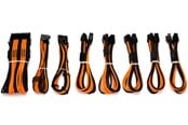 Stromkabel (Intern) - DUTZO Sleeved Strom Verlängerungskabel Pro Kit - Schwarz / Orange - DSC-PCEP30CMBO