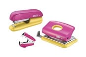 Schreibtischzubehör - Rapid  Mini Heftgerät F5 und Locher Set Pink/Gelb - 5000371
