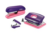Schreibtischzubehör - Rapid  Mini Heftgerät F5 und Locher Set Violett/Apricot - 5000372