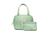 Make-Up - Karen Denmark 2 pcs Cosmetic bag with handle Green/White Print - 5713982011326