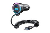 Handys - Adapter und Ladegeräte - Joyroom Car charger JR-CL07 3-in-1 1x USB + 1x PD 55W + Type-C cable (black) - JR-CL07