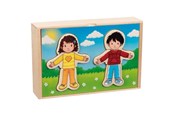 Puzzle - Goki Wooden Dress Up Puzzle Boy and Girl in Wooden Box 36 pcs. Holz - 57475
