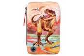 Schul-Zubehör - Depesche Dino World Triple Pencil Case LED Khaki Brown - 412381