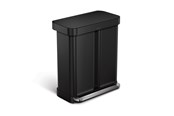 Mülltrennung - Simplehuman 58L (34/24), doppelter Pedalbehälter mit Liner-Tasche, schwarz - CW2093
