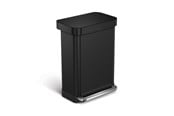 Mülltrennung - Simplehuman 55L rechteckiger Pedalbehälter mit Liner-Tasche, schwarz - CW2103