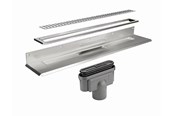 Entwässerungsprodukte - Unidrain Complete floor drain against rear wall 700 mm 10 mm frame Column grate 75 mm vertical outlet housing - 4012.0700
