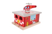 Holzspielzeug - Bigjigs Wooden Rails - Fire Station - BJT262
