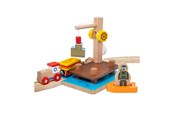 Holzspielzeug - Bigjigs Wooden Rails Crane Dock with Culvert 3 pcs - BJT074