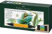 Utensilien zum Schreiben und Zeichnen - Faber-Castell Tuschestift PAP Dual Marker 5x Tiere - 162008