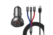 Handys - Adapter und Ladegeräte - Baseus car charger with 24W display + 3in1 Three Primary Colors USB cable 1.2m - TZCCBX-0G