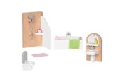 Puppen & Zubehör - Goki Wooden Doll Furniture Bathroom 10 pieces. - 51492