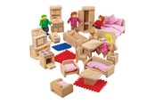 Holzspielzeug - Bigjigs Wooden Doll Family with Furniture 26 pieces - BJ039